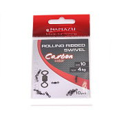 Вертлюг Namazu Pro ROLLING RIBBED SWIVEL, латунь, цв. Carbon, р. 10, test-4 кг (уп. 10 шт.) Вертлюг Namazu Pro ROLLING RIBBED SWIVEL, латунь, цв. Carbon, р. 10, test-4 кг (уп. 10 шт.)