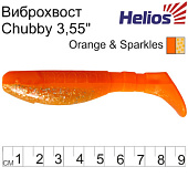  . Helios Chubby 3,55"/9  Orange & Sparkles 100. (HS-4-022-N)