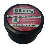 Пульки DS  4,5мм. 0,75 гр. (360шт.) Пульки DS  4,5мм. 0,75 гр. (360шт.)