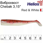 Виброхвост несъедоб. Helios Chebak 3,15"/8 см Red & White 100шт. (HS-3-003-N) Виброхвост несъедоб. Helios Chebak 3,15"/8 см Red & White 100шт. (HS-3-003-N)
