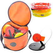 Набор жерлиц оснащенных Три Кита с угл. стойкой в сумке с кат. цв.ассорти d.85 (уп.10шт) Набор жерлиц оснащенных Три Кита с угл. стойкой в сумке с кат. цв.ассорти d.85 (уп.10шт)