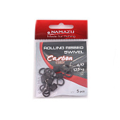 Вертлюг Namazu Pro ROLLING RIBBED SWIVEL, латунь, цв. Carbon, р. 4/0, test-125 кг (уп. 5 шт.) Вертлюг Namazu Pro ROLLING RIBBED SWIVEL, латунь, цв. Carbon, р. 4/0, test-125 кг (уп. 5 шт.)